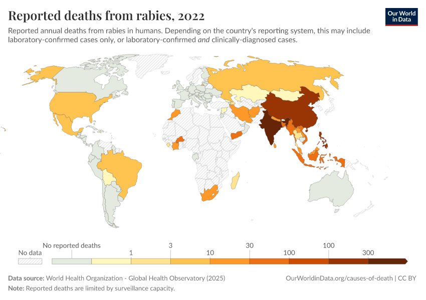 A thumbnail of the "Reported deaths from rabies" chart