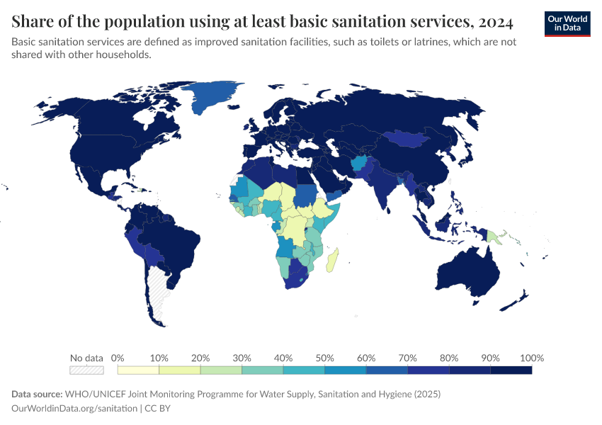 A thumbnail of the "Share of the population using at least basic sanitation services" chart