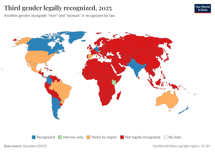 A thumbnail of the "Third gender legally recognized" chart